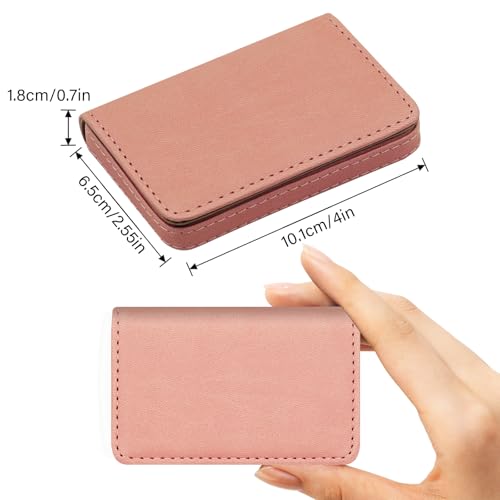 Image of RFID Blocking Wallet - Minimalist Leather Business Credit Card Holder (Orange Pink)