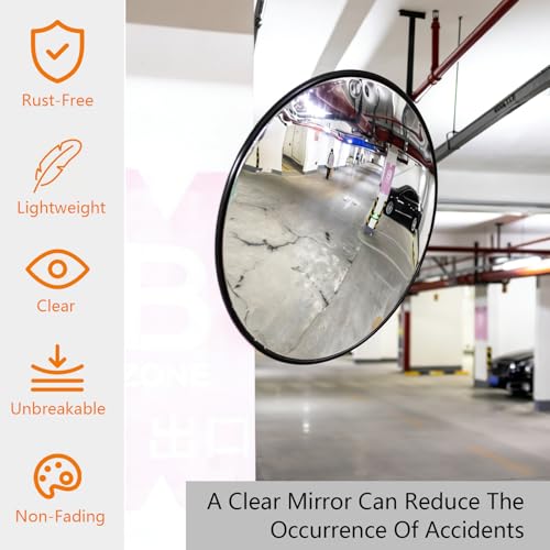 Espejo de seguridad gran angular de 130 grados y 45 cm con soporte de pared orientable 4