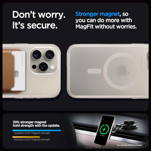 Image of Spigen for iPhone 15 Pro Max Case, Ultra Hybrid MagFit [Anti-Yellowing] [Compatible with Magsafe] - Frost Natural Titanium