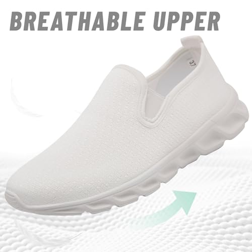 Image of Tennis Shoes Women Running Walking Gym Slip on Sneakers Workout Athletic Breathable Fashion Sport Casual Shoe White Size 8.5