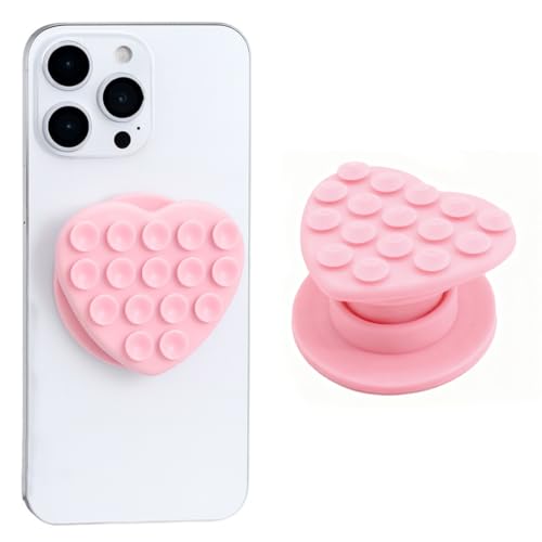 THQAE Cuore Ventosa Supporto Magnetico per Cellulare, Impugnatura Silicone Allungabile, Ventosa Silicone Unilaterale, Grip Anello Smartphone per Telefoni Tablet