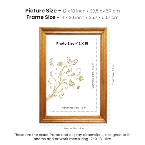 Image of Handmade Wooden Rectangular Photo Frame, 12 X 18 inch Display for Artworks, Pictures and Photos of Your Loved Ones, Best for Home, Office, Wall Decor, Living Room, Bedroom, Red Cedar Yellow