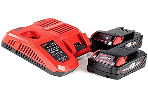 Milwaukee Akku Starter 18V Set mit 2X M18 B4 Akku 4,0Ah + M12-18FC Ladegerät (4933459215)