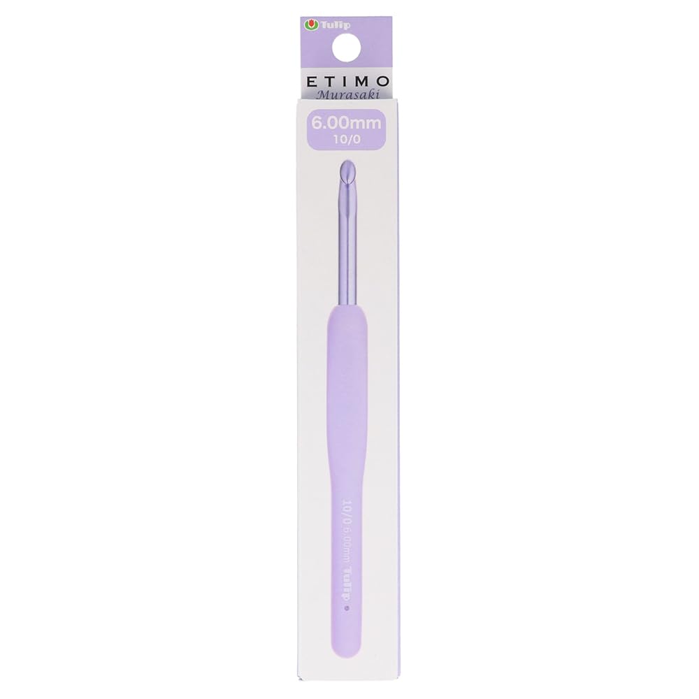Tulip Etimo Murasaki Crochet Hook - Softgrip Ergonomic Aluminium Hook, Lightweight and Smooth Tip for All Yarn Types, Purple Handle, 6.00mm - 1 Piece