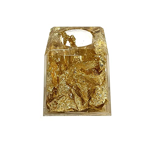 Image of AUGEN Pen Stand Decorative Square Gold Flake Design Stationery Holder | Gift Item | Table Top Decor (9853)