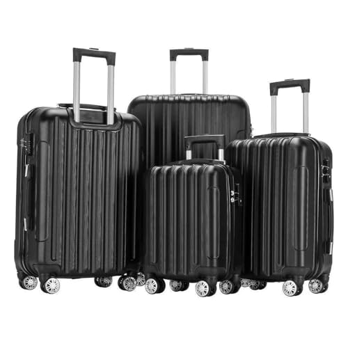 VcJta 4-Piece Hardside Suitcase Luggage Set with TSA Lock Spinner Wheels for Travelers - Black