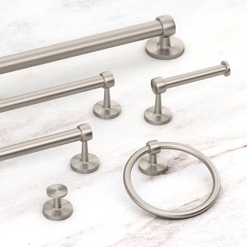 Image of Gatco 5212SN Gibson Towel Ring, Wall Mounted Hand Towel Holder for Bathroom Vanity & Sink, Decorative Satin Nickel Bathroom Hardware