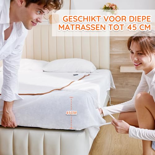 Mia&Coco Heizdecke mit Abschaltautomatik, 160 x 130 cm, Wärmeunterbett mit 12-Stunden-Timer und 3 Wärmestufen, LED-Anzeige, Überhitzungsschutz, Wärmedecke für Gängigen Matratzen,Maschinenwaschbar