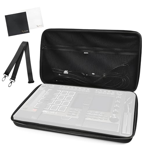 Musiin Custom Workstation Hard Case Compatible with MPC Live III, Solid and Compact with Shoulder Strap and Sturdy Handle, High Adhesion Divider for Power, and Extra Storage for Cables Accessories