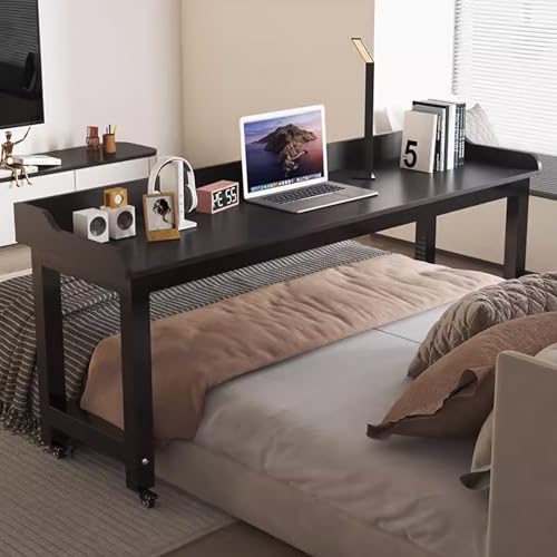 Multi-Functional Rolling Overbed Table with Wheels - Portable Laptop Cart & Bar Table for King Size Bed - Ideal for Dining, Working, & Relaxing - 120x50cm