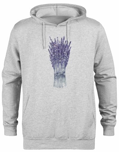 Sweat à capuche unisexe gris avec imprimé lavande aquarelle doux et chaud