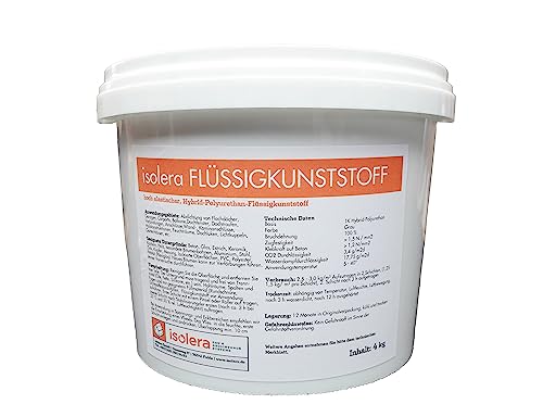 isolera Flüssigkunststoff – Elastischer Hybrid-Polyurethan zur Abdichtung innen & außen, wasserdicht, UV- & witterungsbeständig, keine Grundierung nötig, grau, 4kg, Made in Germany