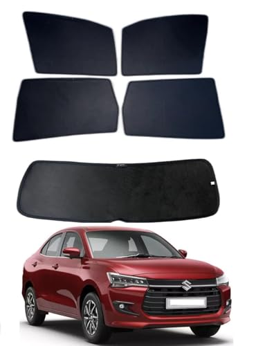 Image of Premium Car Sunshade Fix Type Non-Magnetic Curtain with Rear Dicky Curtain Set of 5pc for New Dzire 2024