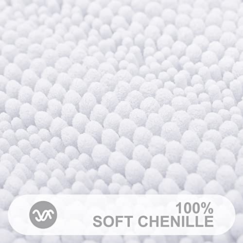 Grandaily Chenille Striped Bathroom Rug Mat, Extra Thick And Absorbent Bath Rugs, Non-Slip Soft Plush Shaggy Bath Carpet, Machine Wash Dry, Bath Mats For Tub, Shower And Bath Room, 16X24, White #TOP1