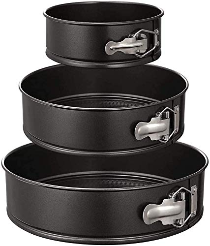 SKARS Non-Stick Pan/Cheesecake Pan/Leakproof Cake Pan Round Baking Pans with Quick Release Latch and Removable Bottom, Bakeware Set of 3
