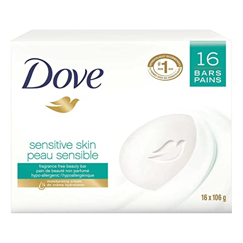 Dove Savon peaux sensibles, 16 x 106 g, blanc
