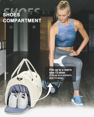 Image of Gym Bag Womens Mens with Shoes Compartment and Wet Pocket Travel Duffel Bag for Women for Plane Sport Gym Tote Bags Swimming Yoga Small Waterproof Weekend Overnight Carry on Bag Hospital Holdalls
