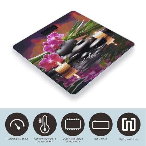 Báscula digital de baño con piedras de masaje y vidrio templado miniatura 3