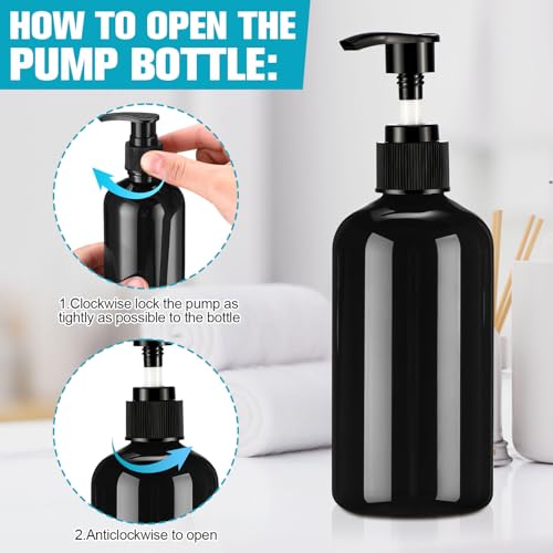 Image of CroBlissful 24 Pcs Empty Plastic Pump Bottles 8oz Refillable Lotion Pump Bottle Containers with Dispenser for Shampoo, Conditioner, Face Cream, Massage Oil, Liquid Soap (Black)