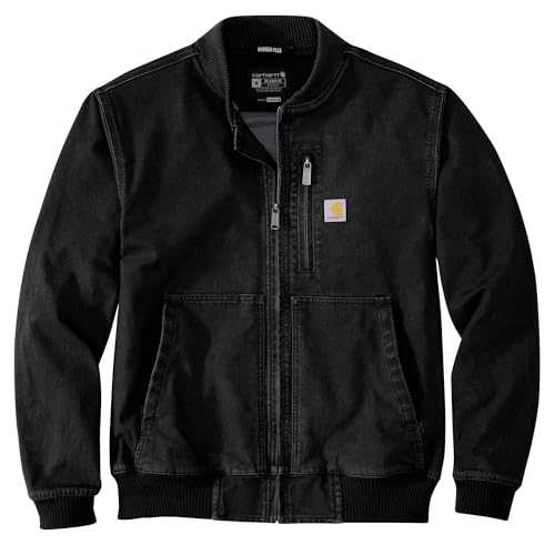 Carhartt Men's Rugged Flex Duck Relaxed Fit Bomber Jacket, Black, Medium