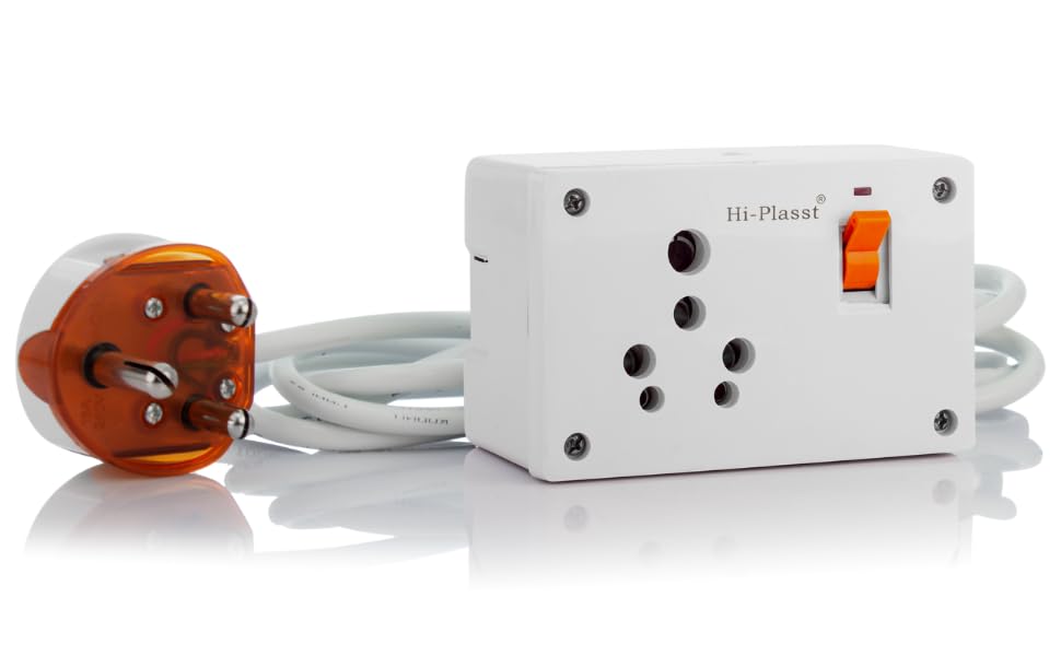 Hi-Plasst Heavy Duty Extension Board - Single 16A Socket & 16A MCB Switch | 16A 3 Pin Plug | 3 core Cable | White Color-image-18