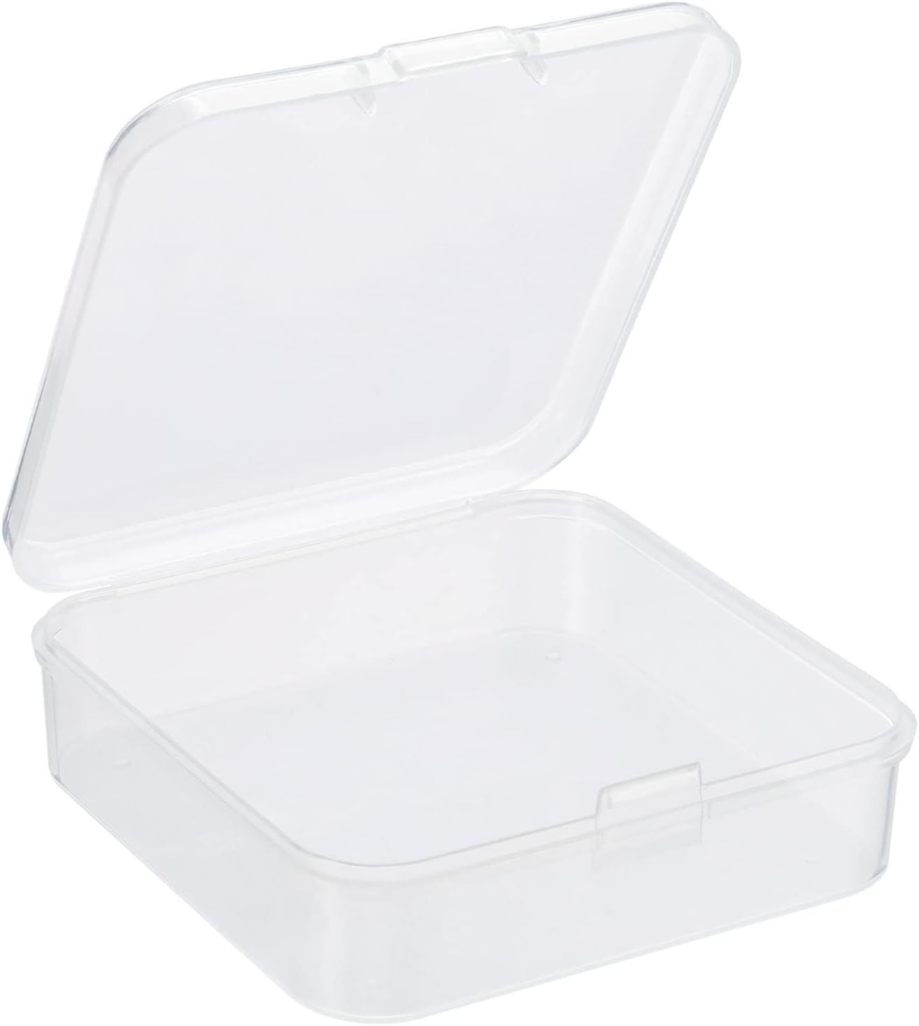 PATIKIL Clear Storage Container with Hinged Lid 75x25mm, 6 Pack Plastic Square Box for Beads Art Craft