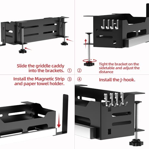 PTALSEAW Blackstone Caddy, Grill Griddle Caddy for Blackstone 28\"/36\" Griddles, Space Saving Blackstone Griddle Caddy, BBQ Blackstone Accessories Caddy with Paper Towel Holder & Magnetic Tool Holder