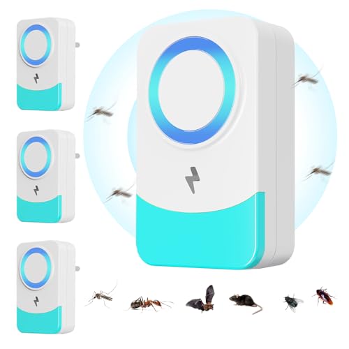 OBEST 4 unidades de repelente ultrasónico de plagas, repelente de mosquitos con enchufe, protección contra mosquitos en interiores, repelente de plagas, antimosquitos, mosquitos, cucarachas, ratones