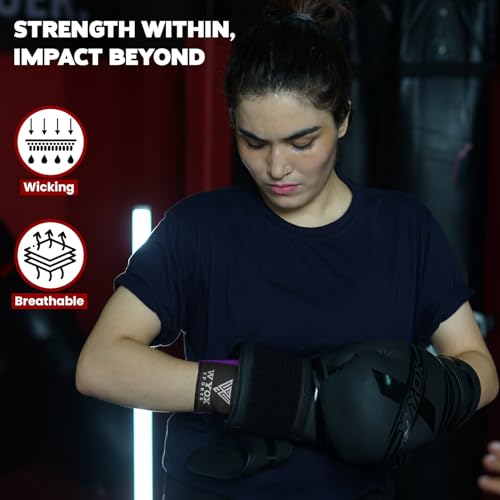Image of WYOX Neoprene Gel Boxing Hand Wraps Inner Gloves for Men & Women - 80cm /31in Quick Wrist Strap, Padded Knuckle Protection, Fingerless MMA Muay Thai Kickboxing Wraps for Training & Martial Arts