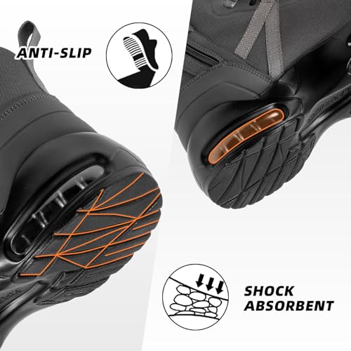 Image of Military Tactical Boots Men Wide Waterproof 6 Inches | Non Slip Side-Zip Combat Hiking Work Boots Lightweight Durable