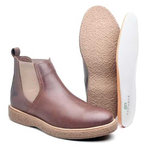 Bota Botina Conforto Estilo Masculina Casual Couro Anatomic Trabalho Cor:Marrom;Genero:Masculino;Tamanho:44