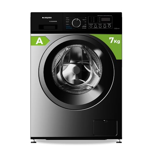 Aspes Lavadora 7 Kg Carga Frontal, Dark Inox, AL7202AIDVBX. 1200W, 1200 rpm, Motor Inverter, 12 Programas, Eco-Logic System, Tambor Acero Inoxidable, Clase de Eficiencia Energética A