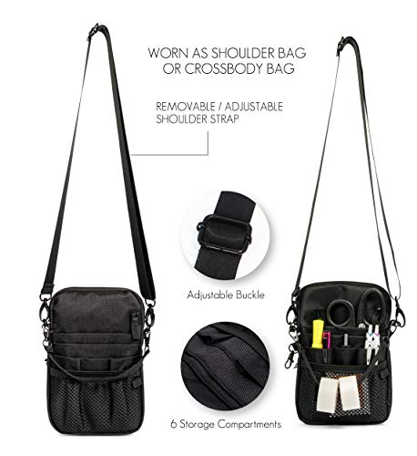 4-in-1 Convertible Nurse Fanny Pack, Black Hardware (Black)