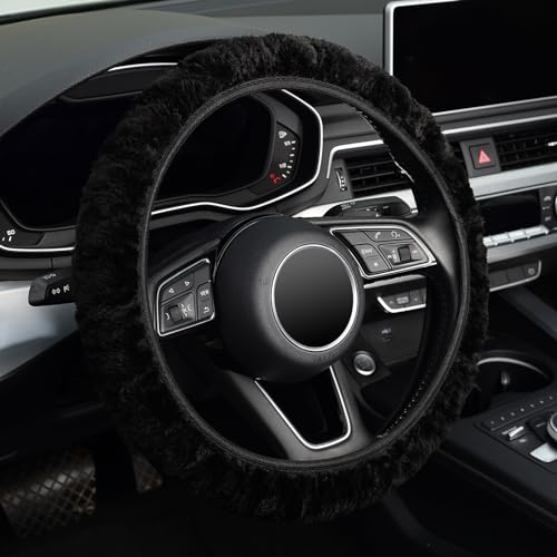 KAFEEK-Elastic-Long-Microfiber-Plush-Steering-Wheel-Cover-for-Winter-Warm-Universal-15-inch-Anti-Slip-Odorless-Black