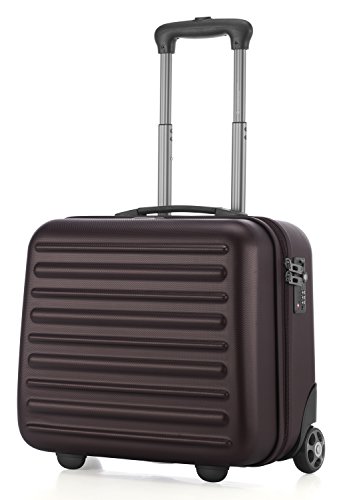 HAUPTSTADTKOFFER Tegel - Pilotentrolley Hartschalen Koffer Handgepäck Trolley Rollkoffer, TSA Laptop Rollkoffer, 43 cm, 32.0 L, Dunkelbraun