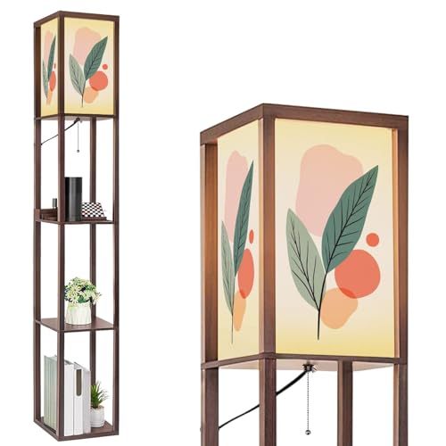 Floor Lamp with Shelves Soft Style Banana Leaf Organic Curves