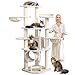 HAPPYPET Großer Kratzbaum Stabil 'Parker' 171 cm - 11 cm Stämme, Haus & Spieltunnel, Große Liegemulden, Kratzrolle, Kletterbaum XXL Katzenbaum für Katzen, Creme
