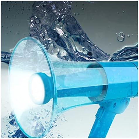Megaphones Waterproof Portable Megaphone Speaker Bullhorn Voice and Siren Alarm Modes Volume Control and Strap with 1.5W Led Light Great for Outdoor Announcements Amplifiers(with Battery)