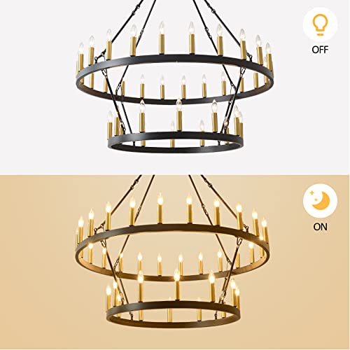 Lustre de salon majestueux style rustique chic avec double rangée E12 - 5