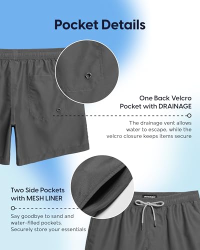 Image of maamgic Mens Swim Trunks 5 Inch with Mesh Lining, Quick Dry Mens Bathing Suit, Swim Shorts for Swimming and Beach
