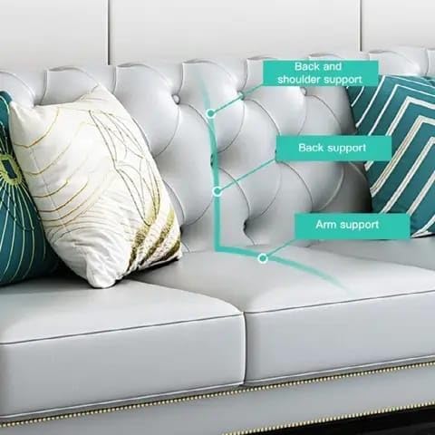 Image of Classic 3+1= 4 Seater with Footrest Seater Sofa Set Luxury Chesterfield Modern Fahionalable Sleeper Sofa for Living Room, Dining Room, (Grey)