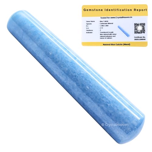 Image of Blue Calcite Crystal Wand - Smooth Crystal Wand for Energy Healing, Chakra Balancing, Meditation and Home Decor - Crystals and Healing Stones for Gift