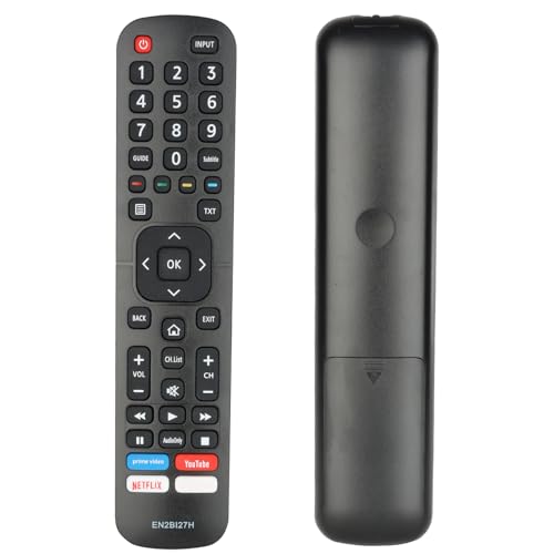 EN2BI27H Fernbedienung Kompatibel mit Hisense TV 32AE5500F H55B7120 40AE5500F H43B7120 H43B7500 H65B7500 H75B7510 H55B7300 Ersatz Controller Mit Netflix PrimeVideo YouTube Tasten