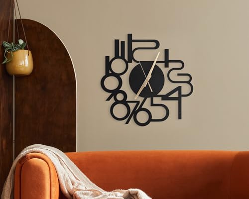 Image of Metal Wall Clock for Living Room, Bedroom, Office, Kitchen, Home and Hall, Stylish Designer Big Size Modern Wall Watch for Home Decor Black (Modern, 50 CMS)