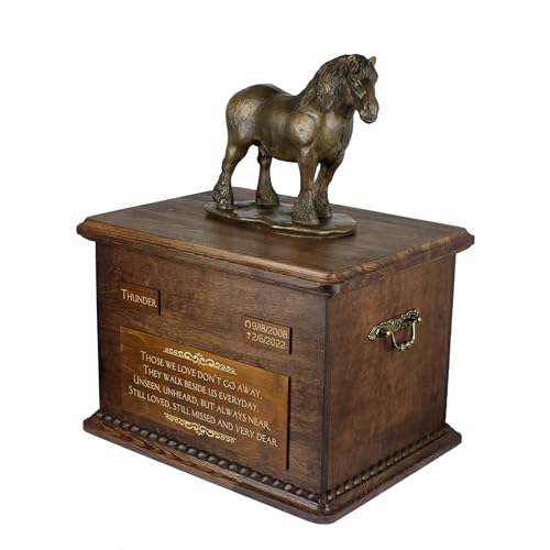 Mémorial équestre grande urne pour cheval de trait belge et percheron en bois - 3