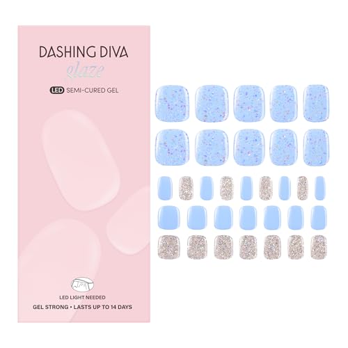 Dashing Diva Glaze Pedicure Nail Strip Set - Blueberry Bliss - Long Lasting Chip Resistant Semi-Cured Gel Nail Strips - Summer Gel Set - 4-Piece Pedicure Kit with 32 Strips