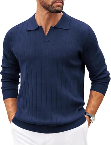 Image of NORTHWIND Men's Cotton Full Sleeve Collar Polo Sweater for Man Rib Knitted Sweaters for Men Winter Pullover Sweater for Men