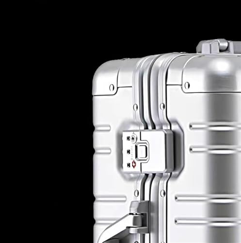 Carry On Luggages Suitcase Aluminum Magnesium Metal Hard Shell Suitcase Wheeled Trolley Travel Large Capacity Luggage Suitcases Red (2