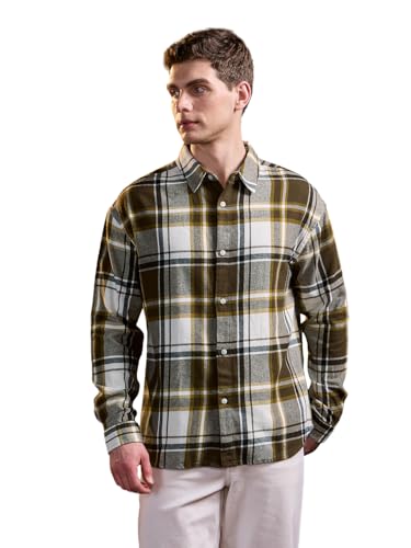 Image of THE BEAR HOUSE Men's Multi-Color Cotton Checked Flannel Overshirt