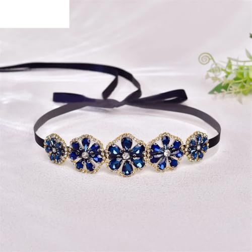 Womens Rhinestone Flower Wedding Belt Bridal Thin Halloween Party Dress Ribbon Accessories3